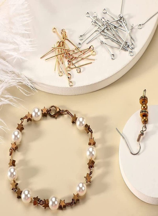 دي آي واي كرافتس مجموعة أدوات صنع المجوهرات، 600 قطعة، دبابيس خياطة من النيكل الفضي، 3 بوصات، برأس مسطح من النحاس | مجموعة صنع المجوهرات لصنع الأقراط والأساور ودبابيس الرأس المفتوحة (600 قطعة، 3 بوصات من النيكل الفضي) - Image 5